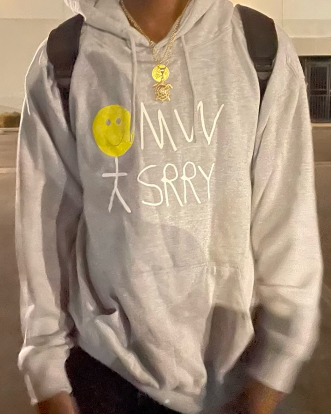 omw smiley grey hoodie