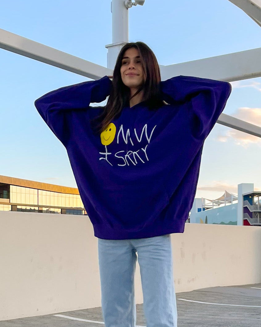 omw smiley purple hoodie