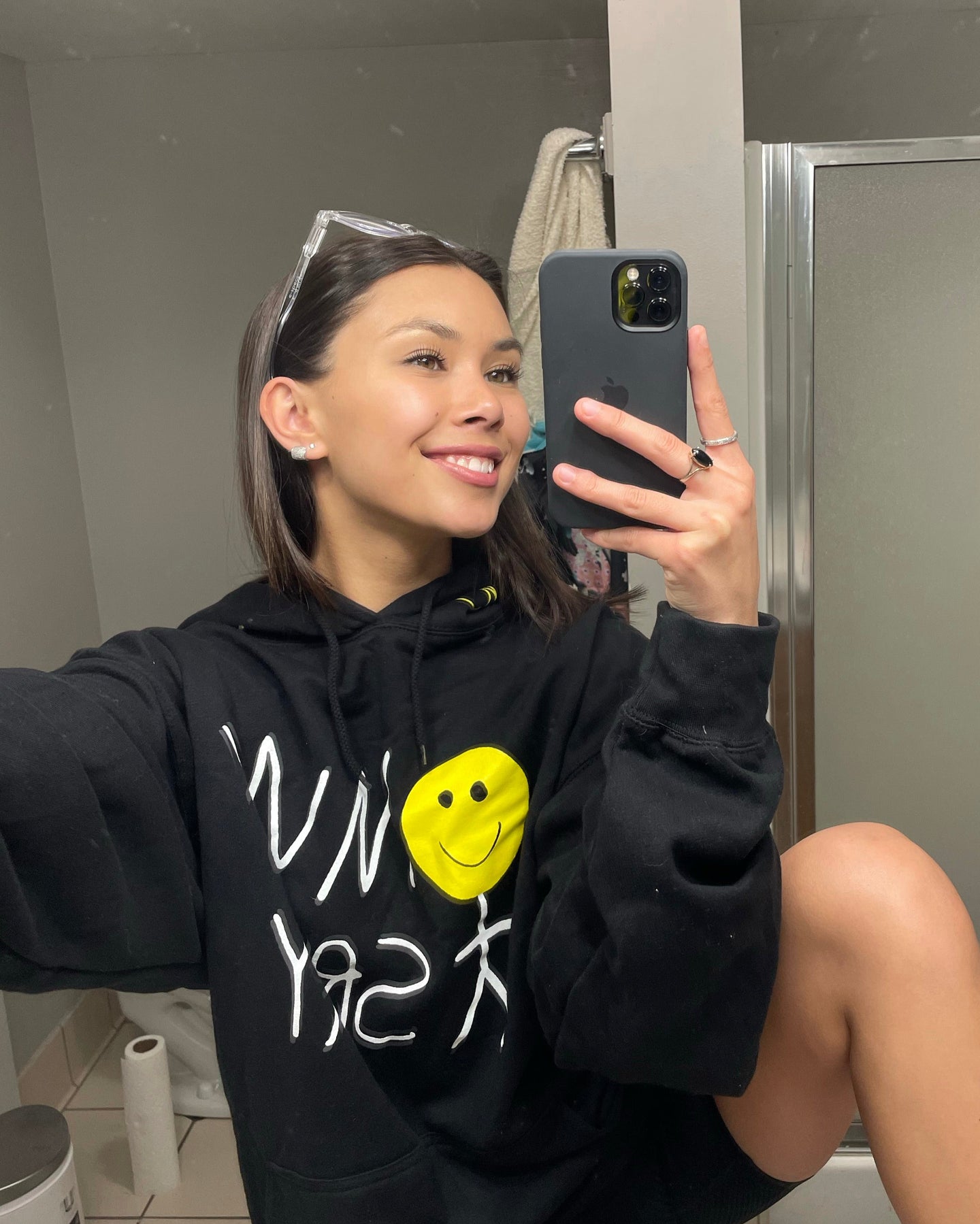 omw smiley black hoodie